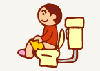子どもがトイレを使用しているイラスト画像。