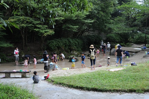 水辺で遊ぶ子供たち