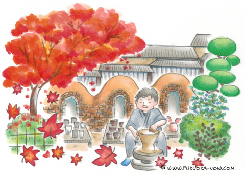 博多の豆知識「市内に唯一残る福岡藩の御用窯・高取焼」のイラスト