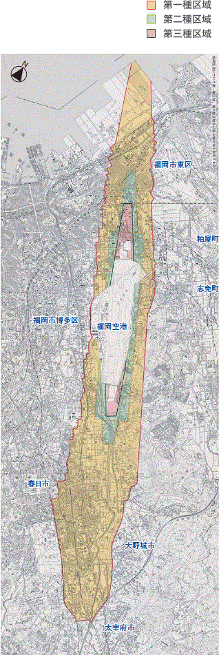 福岡空港周辺の騒音対策区域