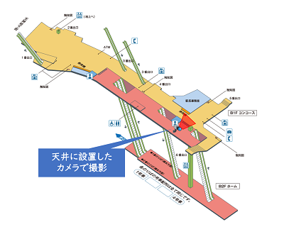 実証実験場所（福岡市地下鉄天神南駅）構内図