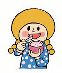 女の子がアイスクリームを食べているイラスト