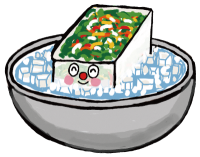 お惣菜を氷水で冷やすイラスト