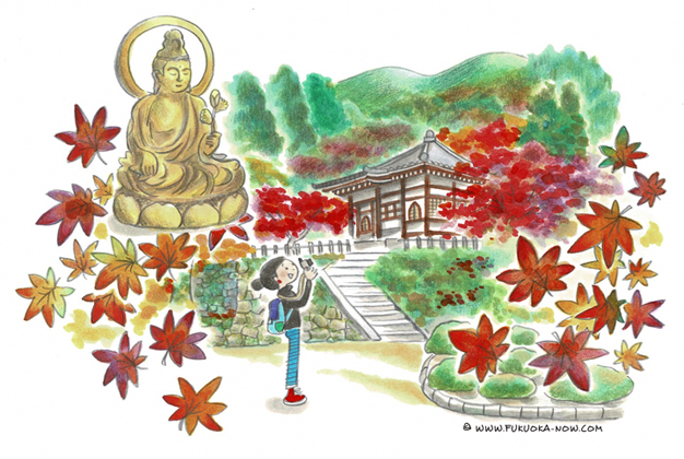 博多の豆知識「紅葉も美しい油山観音正覚寺」のイラスト