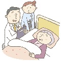 在宅診療を受ける女性のイラスト