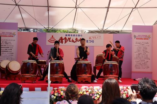 令和７年度博多区演舞台の様子（太鼓）