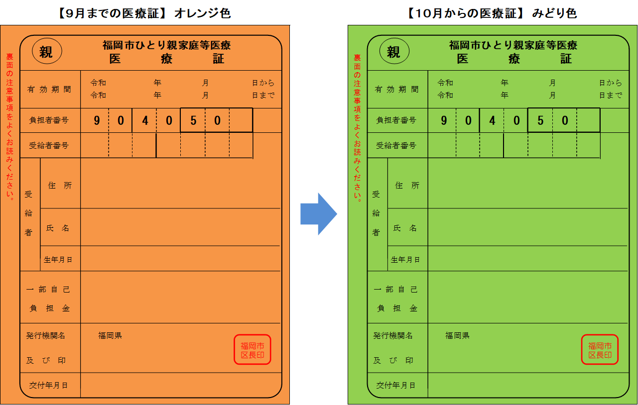 ひとり親家庭等医療証見本