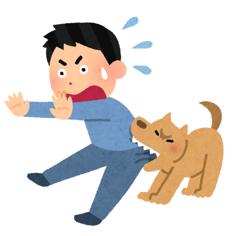 犬に咬まれる様子