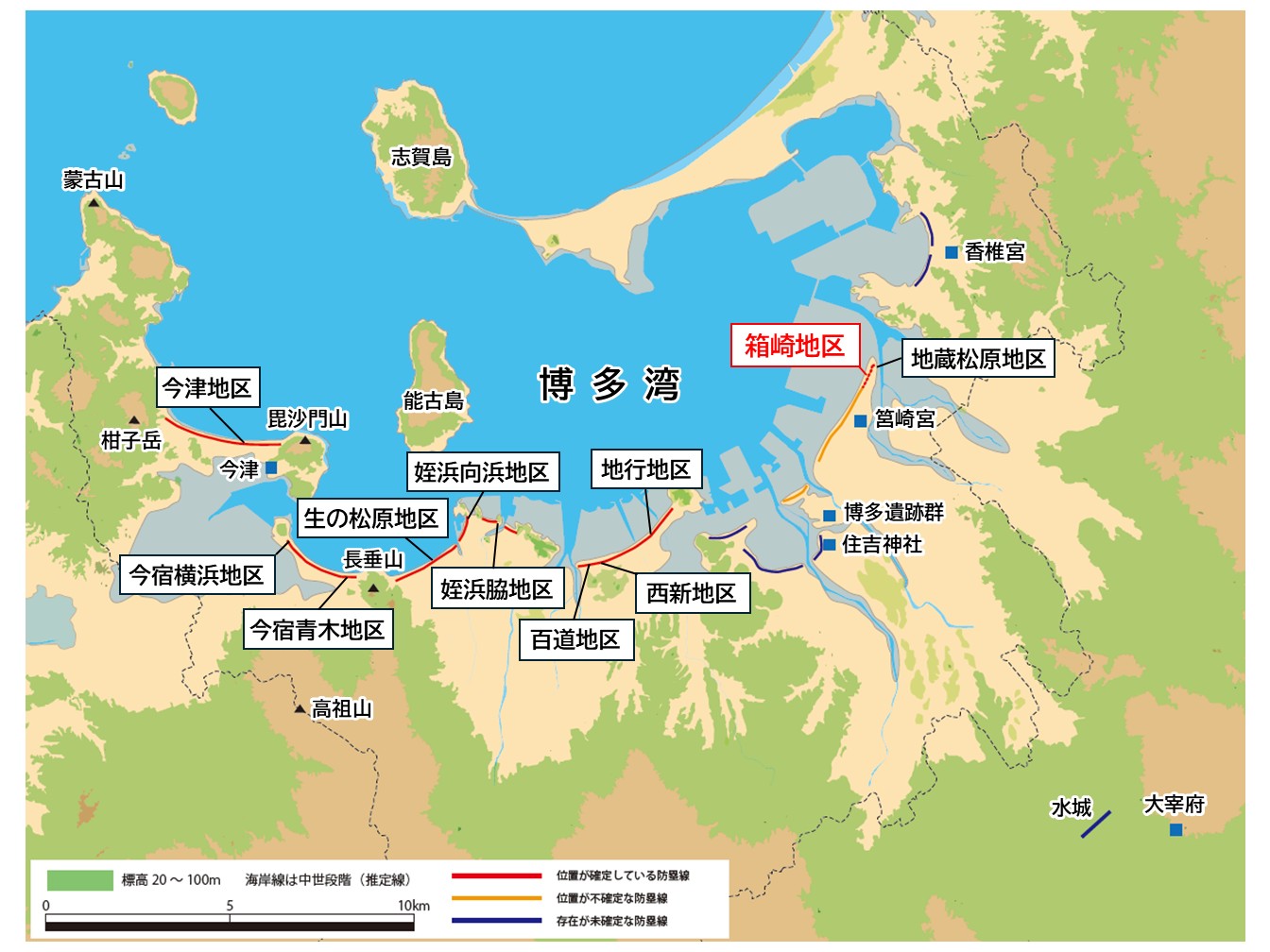 元寇防塁の位置