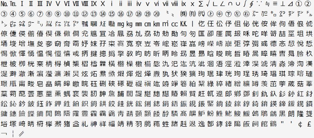入力できない文字の画像