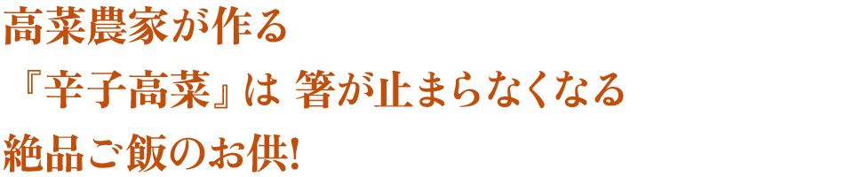 高菜農家が作る　『辛子高菜』は 箸が止まらなくなる　絶品ご飯のお供!