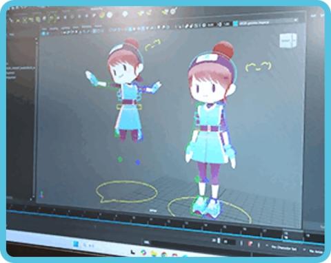 キャラクターモーションを3DCGで体験するワークショップの様子