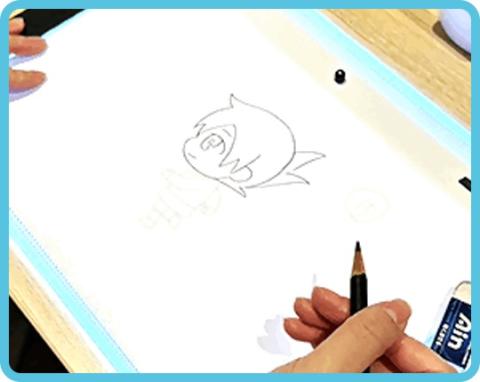 福岡発TVアニメ「メカウデ」作画体験ワークショップの様子