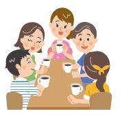 お茶を飲みながらの相談会イラスト