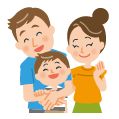 子供をハグする大人のイラスト