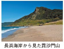 長浜海岸から見た羅沙門山の写真