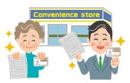 コンビニでの証明書取得のイラスト