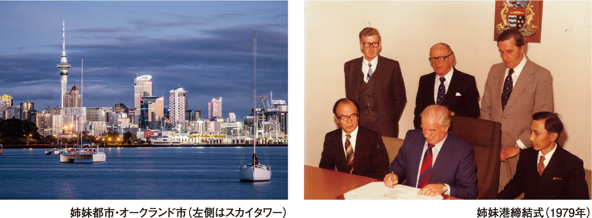 【写真説明】姉妹都市・オークランド市／姉妹港締結式（1979年）