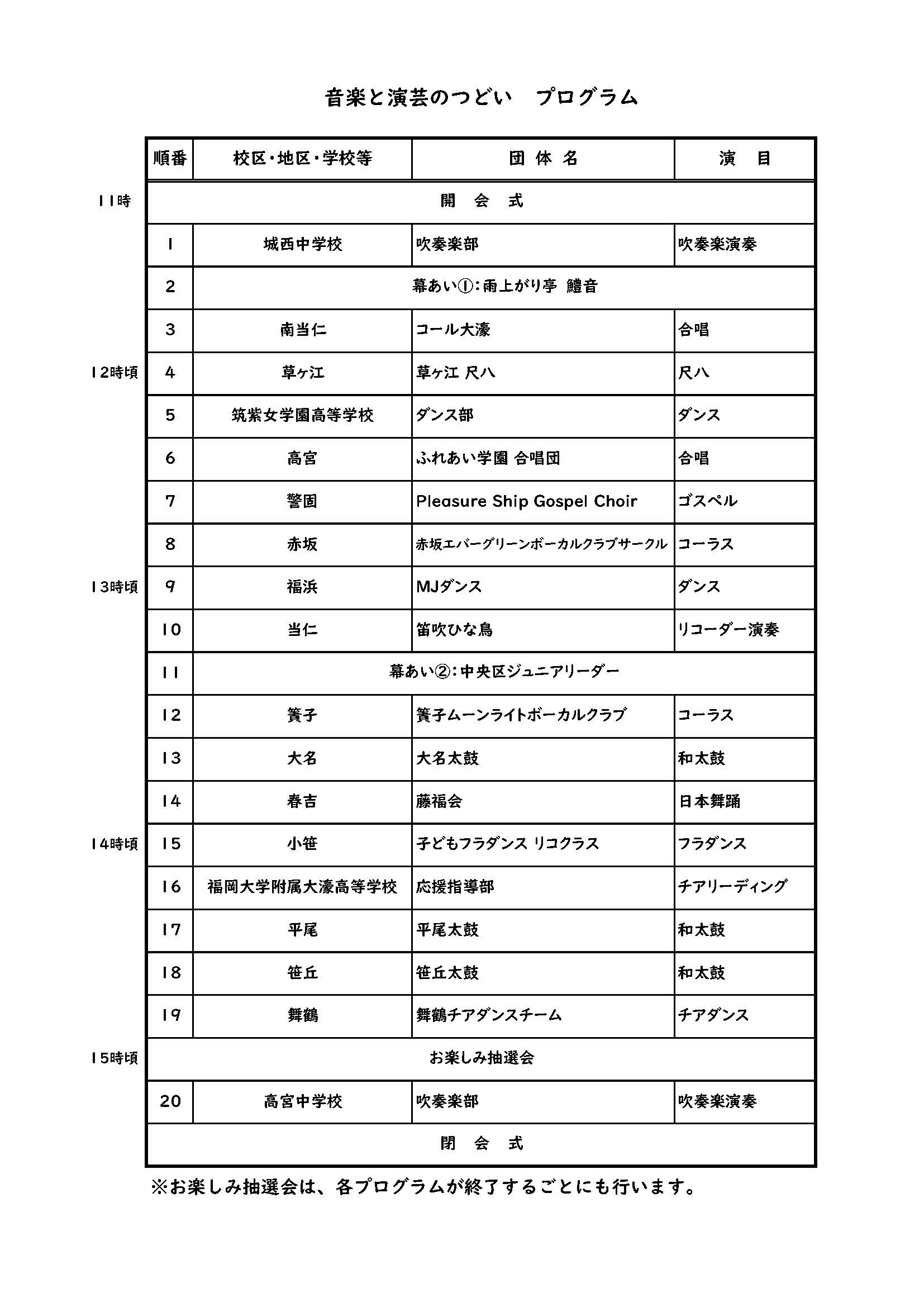 音楽と演芸のつどいチラシ裏面