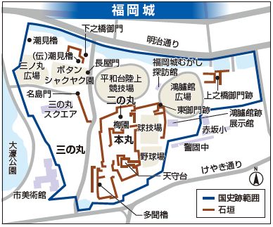 福岡城周辺の地図