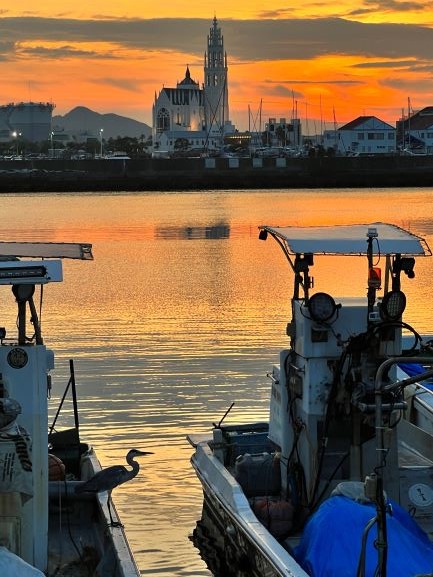 姪浜漁港の夕日