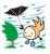 台風であおられ傘が御猪口になっているニッコりんのイラスト