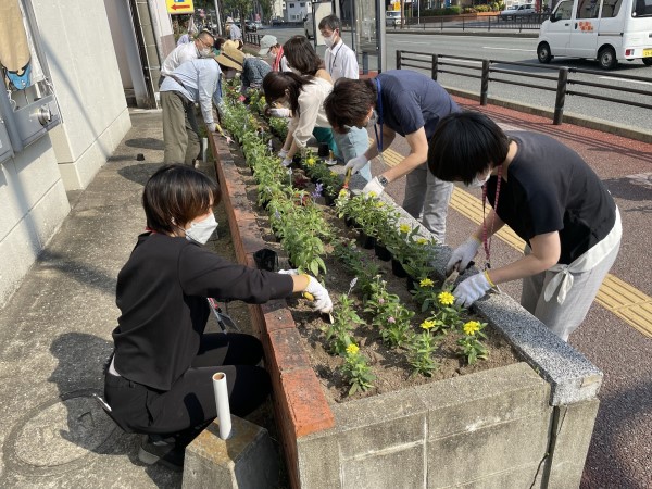 南区役所庁舎花壇の植え替え（5月）2