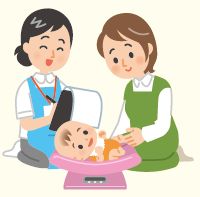 赤ちゃんの体重測定イラスト
