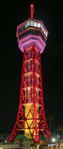 博多ポートタワー オレンジライトアップの写真