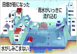 都市化と浸水被害増加の関係イメージ２