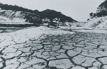 干上がったダムの様子の写真