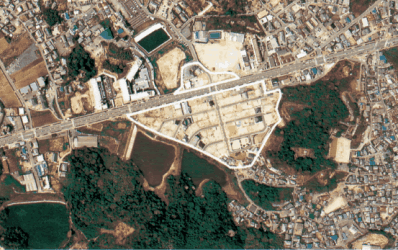 空港前地区の航空写真