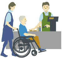 社員みんながサービス介護士の資格を取得して行うきめ細やかなサービスのイラストです。