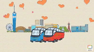 動画「福岡オープントップバス」の一場面（画像）