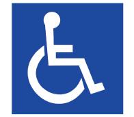 障がい者のための国際シンボルマークです。車いすの絵が描かれています。