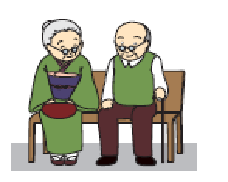 【画像】ベンチに座る高齢なご夫婦のイラスト