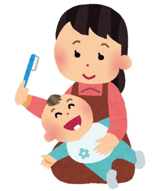 画像:赤ちゃんに歯磨きしているイラスト1