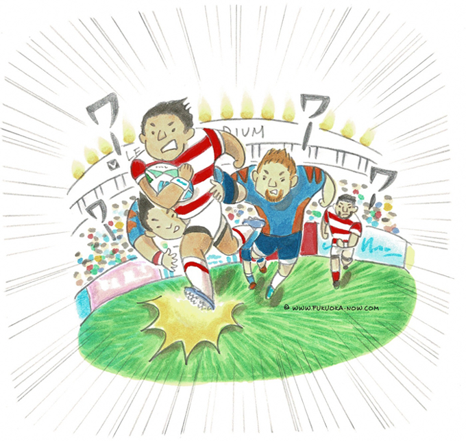 博多の豆知識「アジアで初めてのラグビーワールドカップ」のイラスト