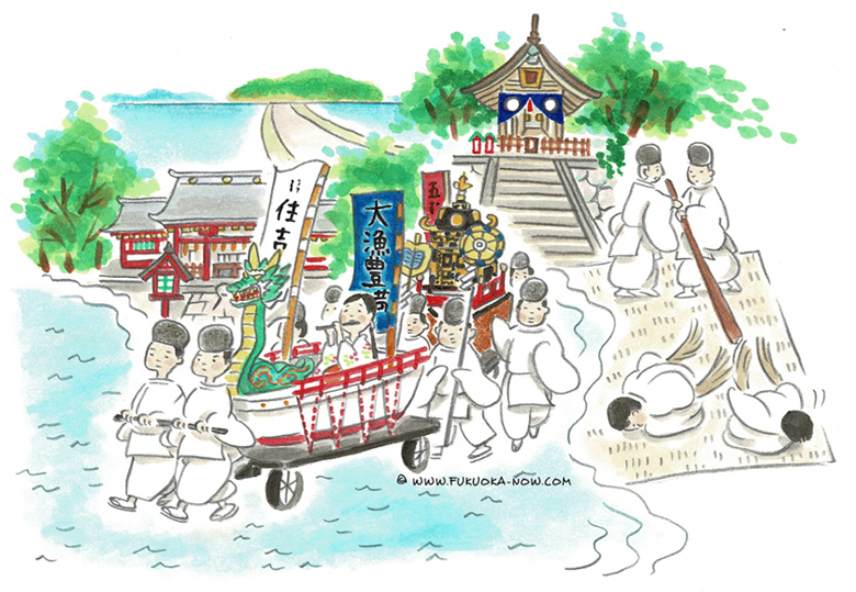博多の豆知識「神社に見る海と陸のつながり」のイラスト