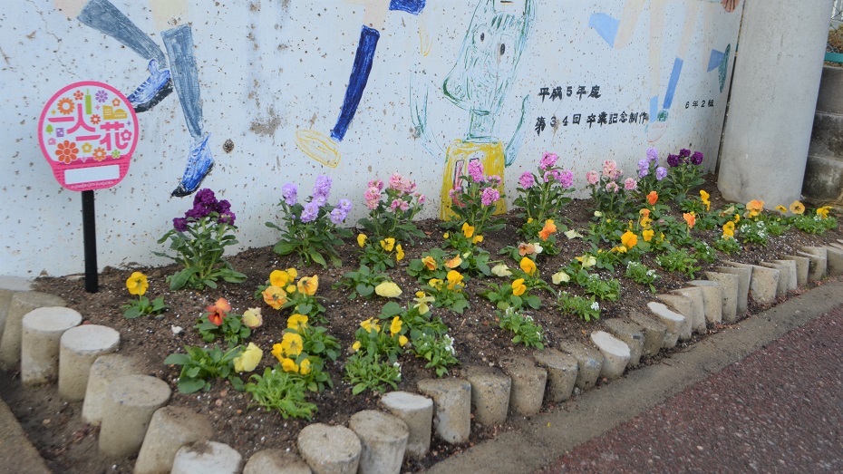 画像：別府小学校の東側花壇