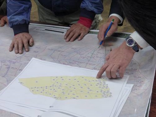 地元精通者の協力による森林境界候補図の調整