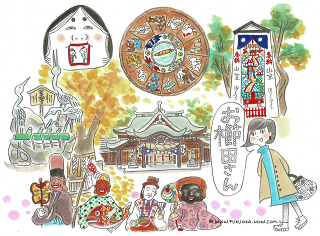 博多の豆知識「“お櫛田さん”は博多の総鎮守」のイラスト