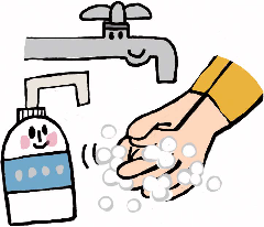 手洗いせっけんをつけ、しっかりと泡立て、手のひらをよくこすっているイラスト
