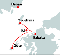 壱岐・対馬航路や五島航路のイメージ地図