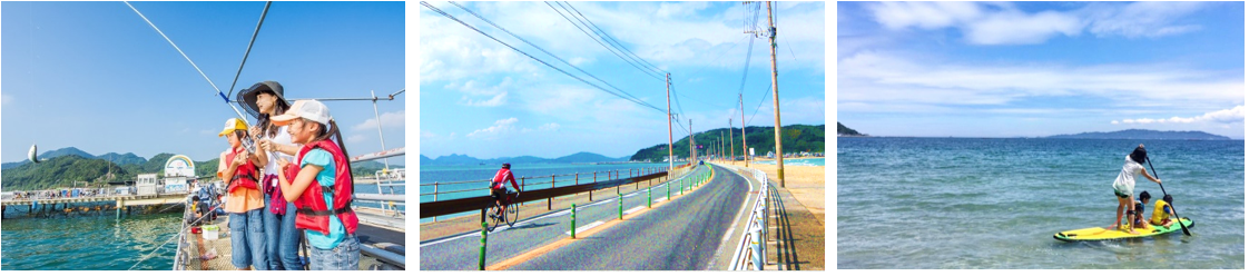 北崎と志賀島における観光コースの一部となるアクティビティのイメージ図です。