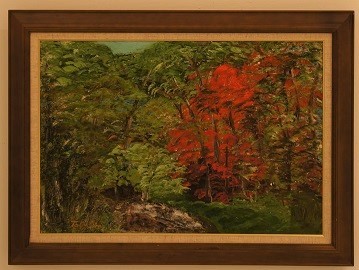 森の中の紅葉の絵