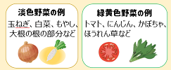 淡色野菜、緑黄色野菜の写真