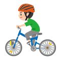 子どもがヘルメットを着用して自転車に乗っているイラスト