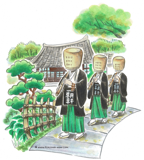 博多の豆知識「現代に伝わる虚無僧の尺八」のイラスト