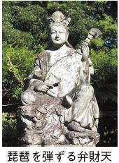 写真：琵琶を弾ずる弁財天の像